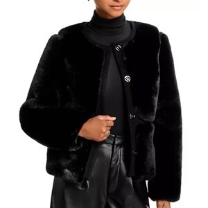NWT Adrienne Landau Black Faux Fur Simone Jacket